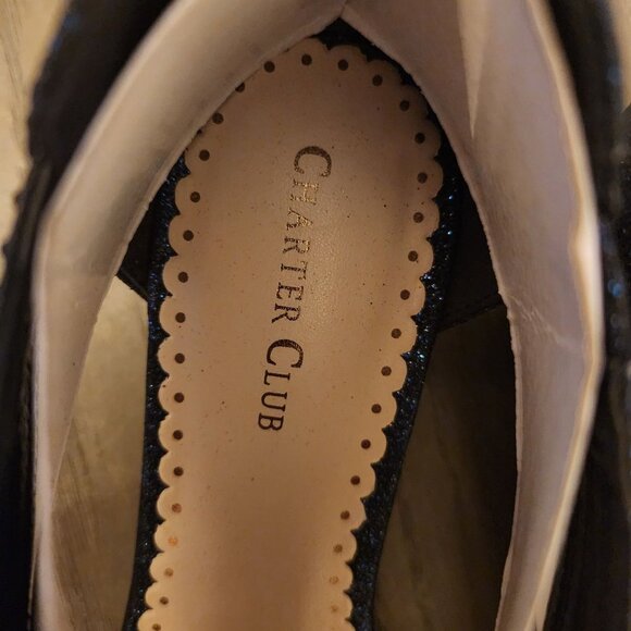 Charter Club Navy Blue sparkle Ginifur braided sandals size 8.5 womens - Picture 6 of 7